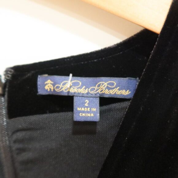 BROOKS BROTHERS velvet dress wrap black long sleeve flare 2 whimsigoth holiday - Picture 4 of 13